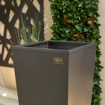 Large Tall Aluminium Planter in Graphite Grey - Single Piece