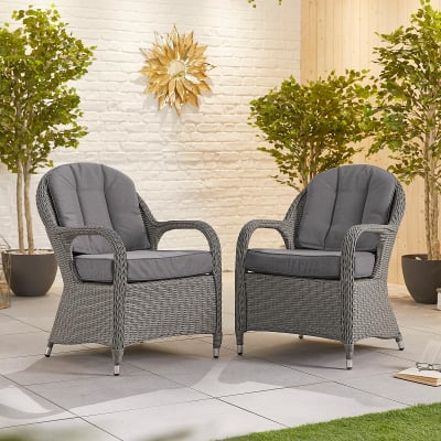 Leeanna 2 Seat Rattan Bistro Set - Round Bistro Table in Slate Grey