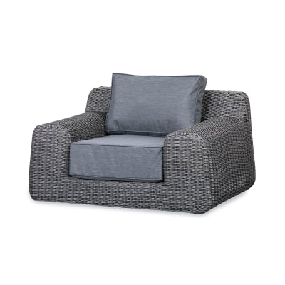 Luxor Rattan Lounging Armchair in Slate Grey