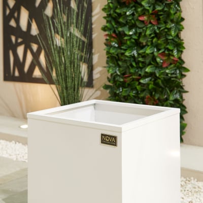 Medium Square Aluminium Planter in Chalk White - Single Piece