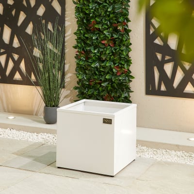 Medium Square Aluminium Planter in Chalk White - Single Piece