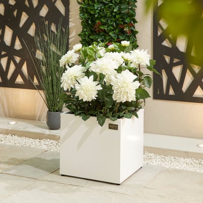 Medium Square Aluminium Planter in Chalk White - Single Piece