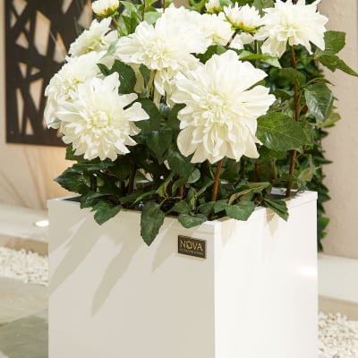 Medium Square Aluminium Planter in Chalk White - Single Piece