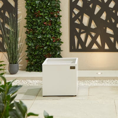 Medium Square Aluminium Planter in Chalk White - Single Piece