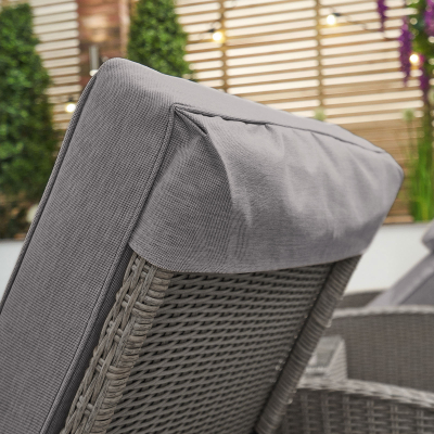 Madison Rattan Sun Lounger Set of 2 and Side Table in Slate Grey