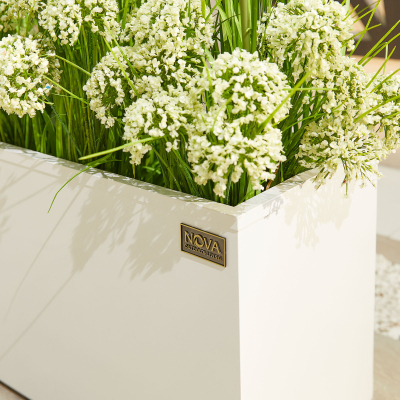 Medium Rectangular Aluminium Planter in Chalk White - Single Piece