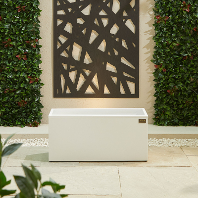 Medium Rectangular Aluminium Planter in Chalk White - Single Piece