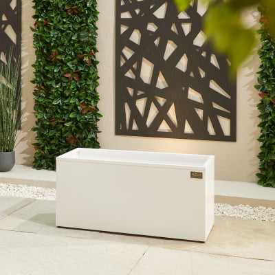 Medium Rectangular Aluminium Planter in Chalk White - Single Piece