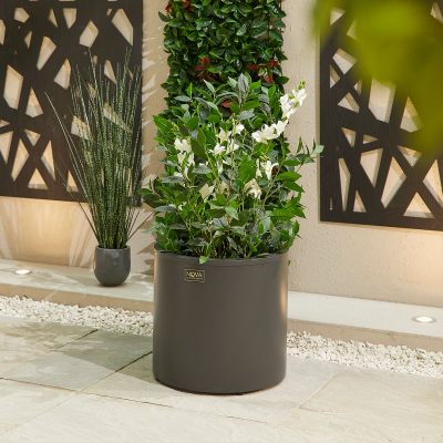 Medium Round Aluminium Planter in Graphite Grey - Single Piece