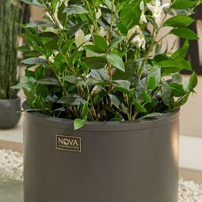 Medium Round Aluminium Planter in Graphite Grey - Single Piece