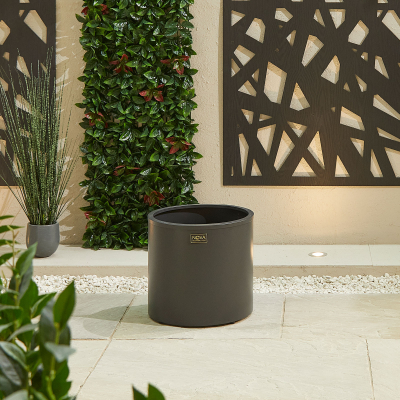 Medium Round Aluminium Planter in Graphite Grey - Single Piece