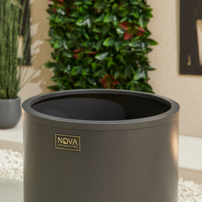 Medium Round Aluminium Planter in Graphite Grey - Single Piece