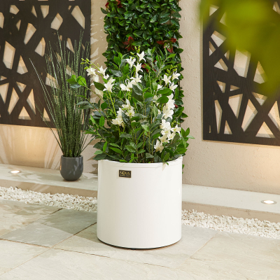 Medium Round Aluminium Planter in Chalk White - Single Piece