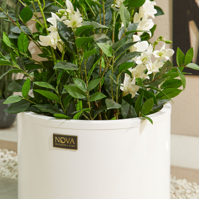 Medium Round Aluminium Planter in Chalk White - Single Piece