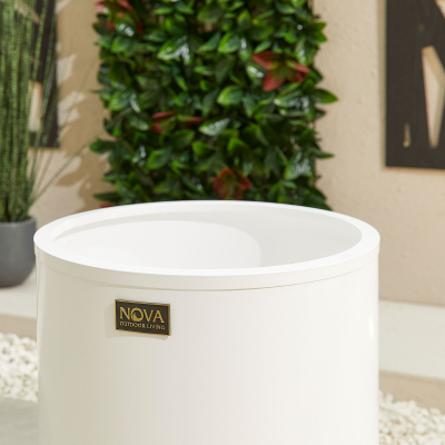 Medium Round Aluminium Planter in Chalk White - Single Piece