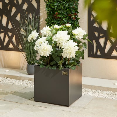 Medium Square Aluminium Planter in Graphite Grey - Single Piece