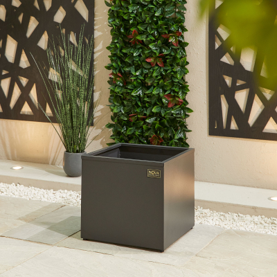 Medium Square Aluminium Planter in Graphite Grey - Single Piece