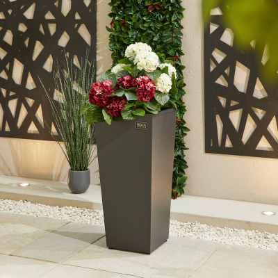 Medium Tall Aluminium Planter in Graphite Grey - Single Piece