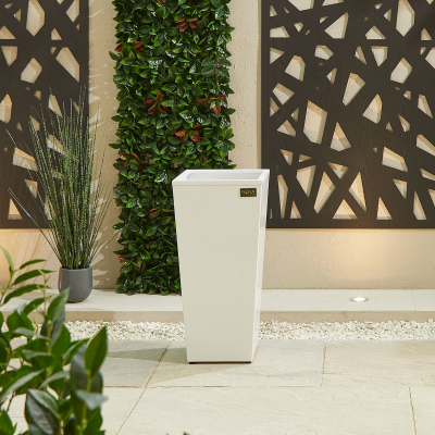 Medium Tall Aluminium Planter in Chalk White - Single Piece