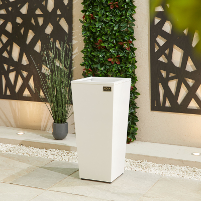 Medium Tall Aluminium Planter in Chalk White - Single Piece