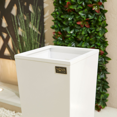 Medium Tall Aluminium Planter in Chalk White - Single Piece