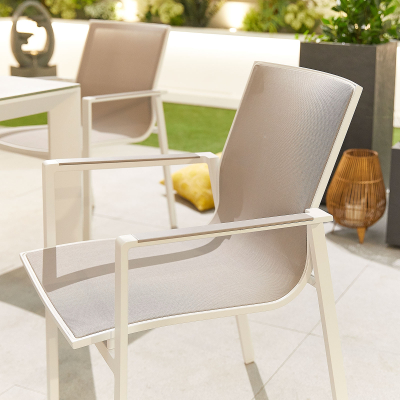 Milano Aluminium Dining Chair - Set of 4 in Chalk White