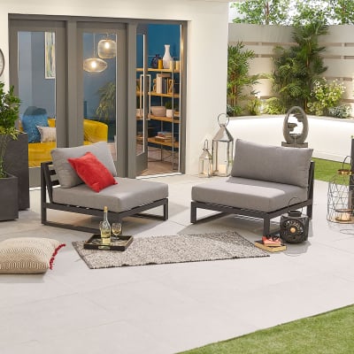 Alessandria Aluminium Lounging Middle Piece - Set of 2 in Graphite Grey