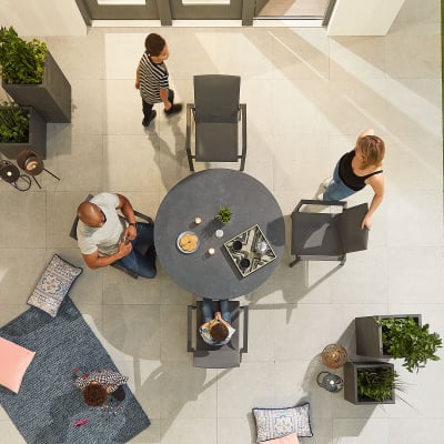 Roma 4 Seat Aluminium Dining Set - Round Table in Graphite Grey