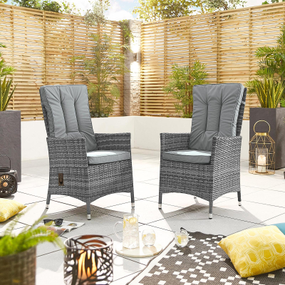 Ruxley Rattan Dining Chair - Set of 2 in Grey Rattan