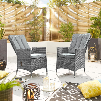 Ruxley Rattan Dining Chair - Set of 2 in Grey Rattan