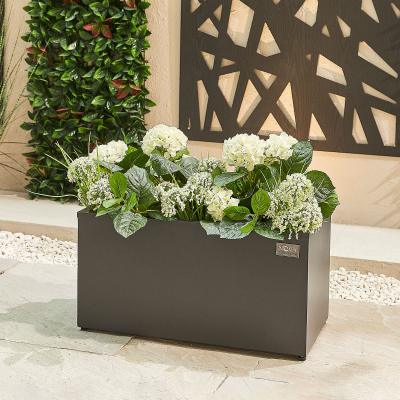 Small Rectangular Aluminium Planter in Graphite Grey - Single Piece