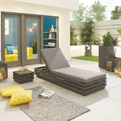 San Marino Aluminium Sun Lounger and Side Table in Graphite Grey