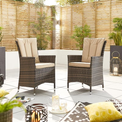 Sienna 6 Seat Rattan Dining Set - Rectangular Table in Brown Rattan