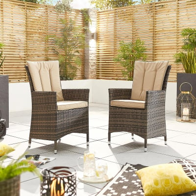 Sienna 8 Seat Rattan Dining Set - Round Table in Brown Rattan