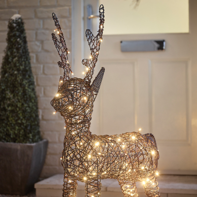 Medium Rattan LED Ralph & Deer Friends in Brown