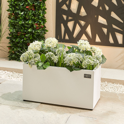 Small Rectangular Aluminium Planter in Chalk White - Single Piece