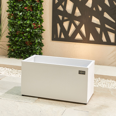 Small Rectangular Aluminium Planter in Chalk White - Single Piece