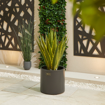 Small Round Aluminium Planter in Graphite Grey - Single Piece