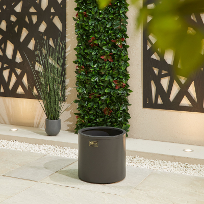 Small Round Aluminium Planter in Graphite Grey - Single Piece