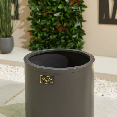 Small Round Aluminium Planter in Graphite Grey - Single Piece