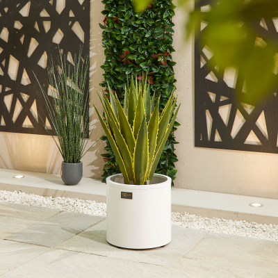 Small Round Aluminium Planter in Chalk White - Single Piece