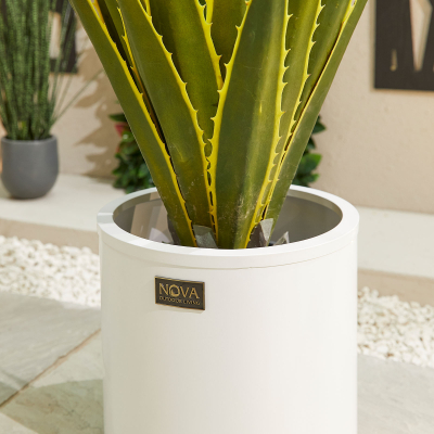 Small Round Aluminium Planter in Chalk White - Single Piece