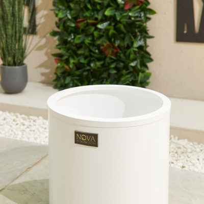 Small Round Aluminium Planter in Chalk White - Single Piece