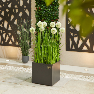 Small Square Aluminium Planter in Graphite Grey - Single Piece