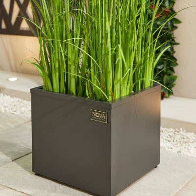 Small Square Aluminium Planter in Graphite Grey - Single Piece