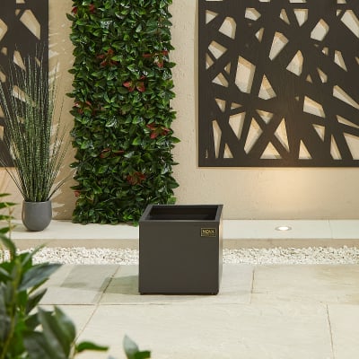 Small Square Aluminium Planter in Graphite Grey - Single Piece