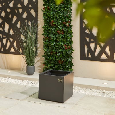 Small Square Aluminium Planter in Graphite Grey - Single Piece