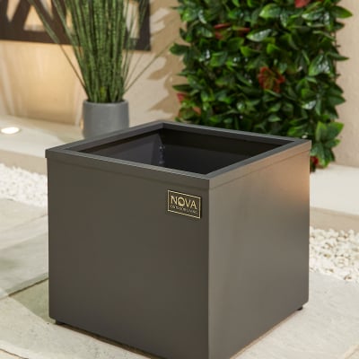 Small Square Aluminium Planter in Graphite Grey - Single Piece