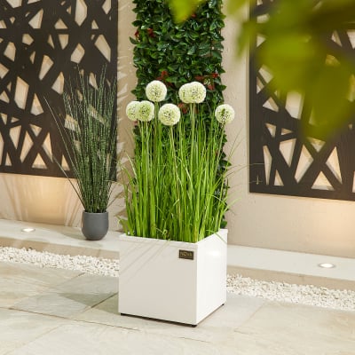 Small Square Aluminium Planter in Chalk White - Single Piece