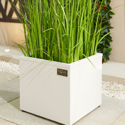 Small Square Aluminium Planter in Chalk White - Single Piece